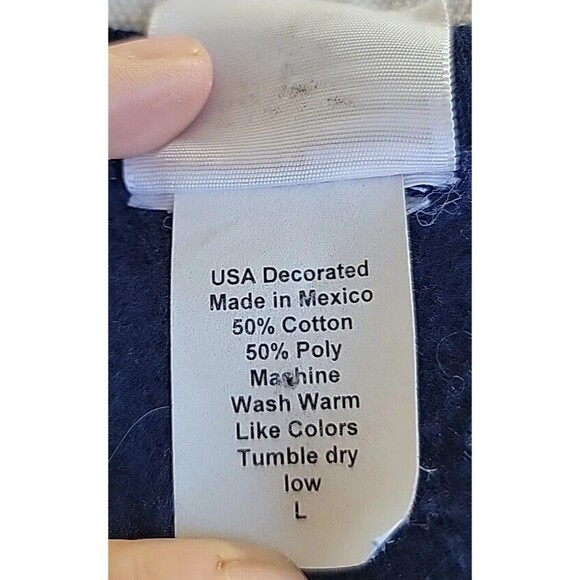 Grunt Apparel Sweatshirt Mens L Navy Blue Eagle Banner Seal Patriotic VTG Y2K - Picture 3 of 13